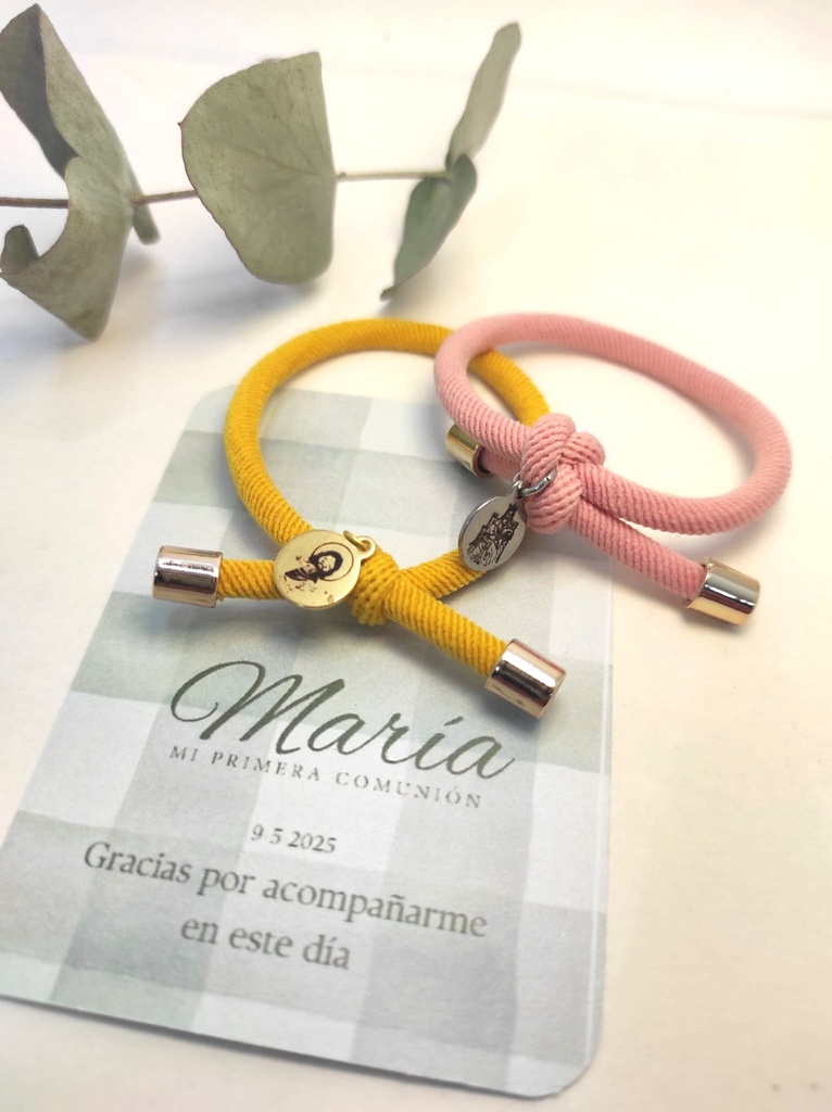 Pulsera elástica y medalla acero personalizada